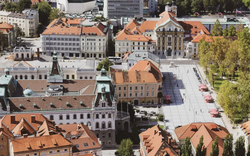 Overview of Ljubljana, Slovenia with it's many buildings