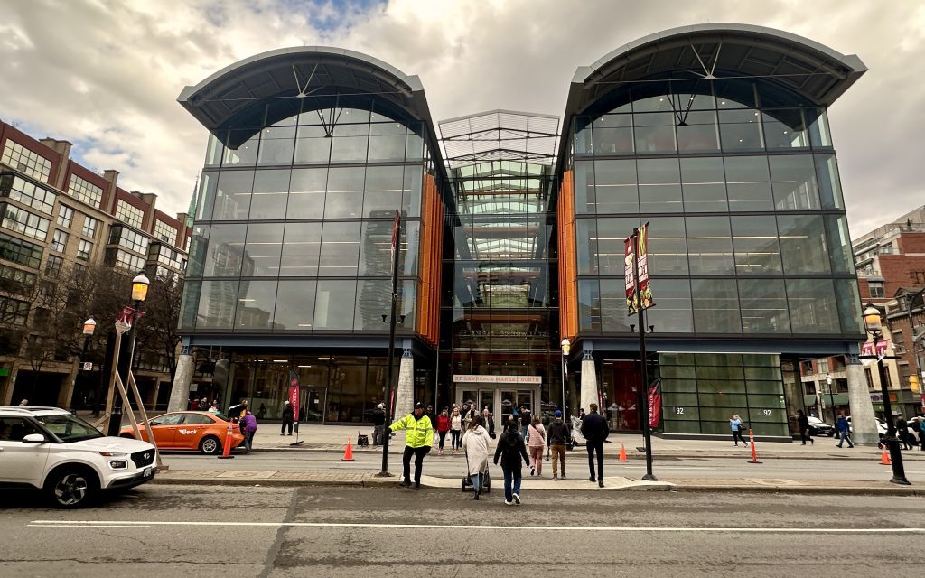 view of the brand new North Market building of the St. Lawrence Market from the road