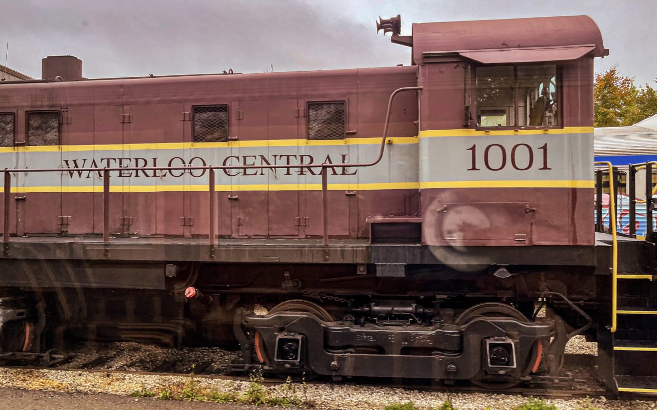 Side view of the Waterloo Central locomotive | st jacobs country tourism