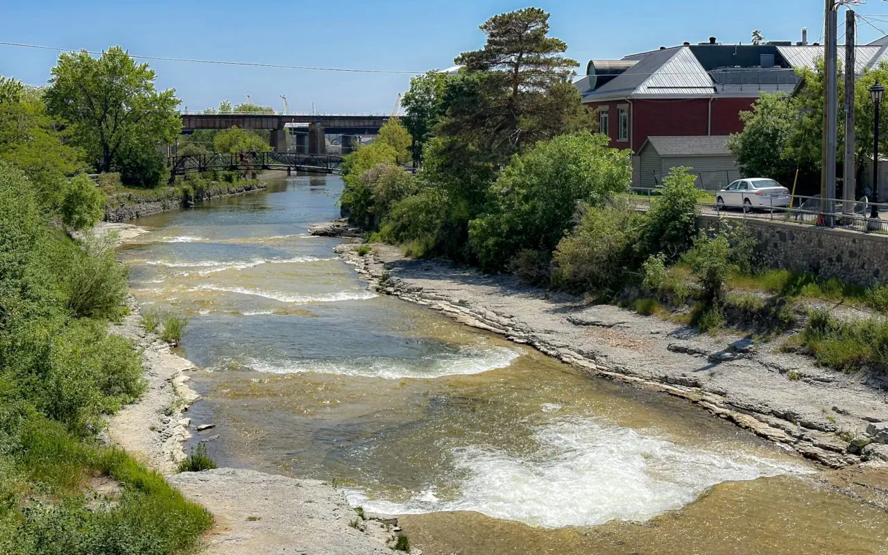 view of the Ganaraska River running through Port Hope, ON